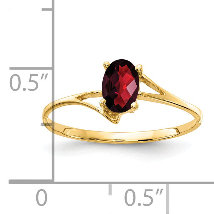 14k 6x4mm Oval Garnet Checker ring-Y4659GC