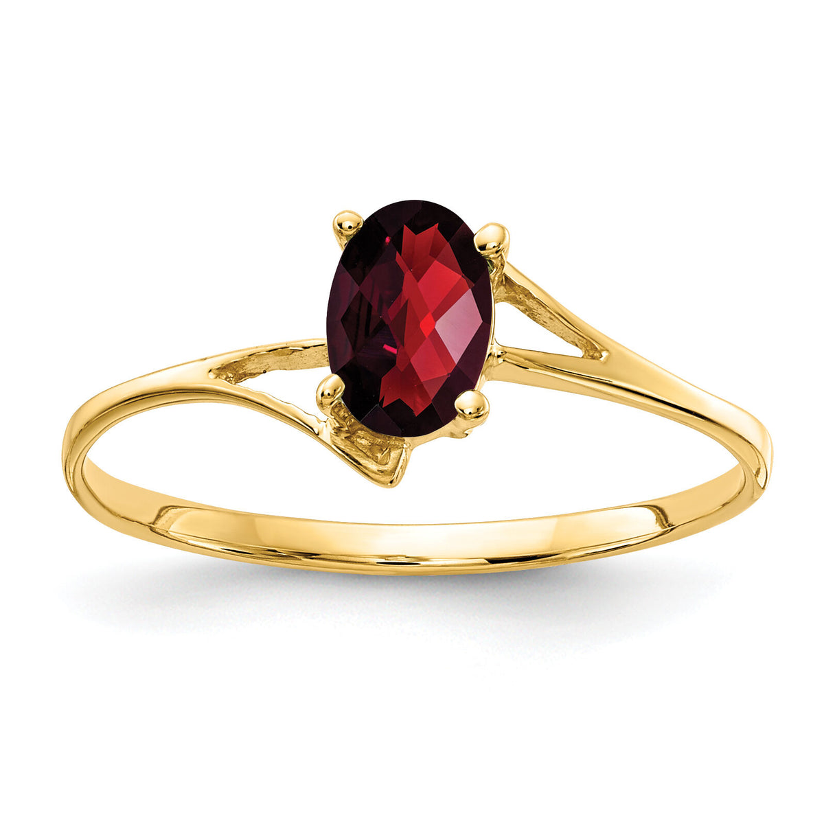 14k 6x4mm Oval Garnet Checker ring-Y4659GC