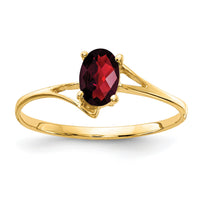 14k 6x4mm Oval Garnet Checker ring-Y4659GC