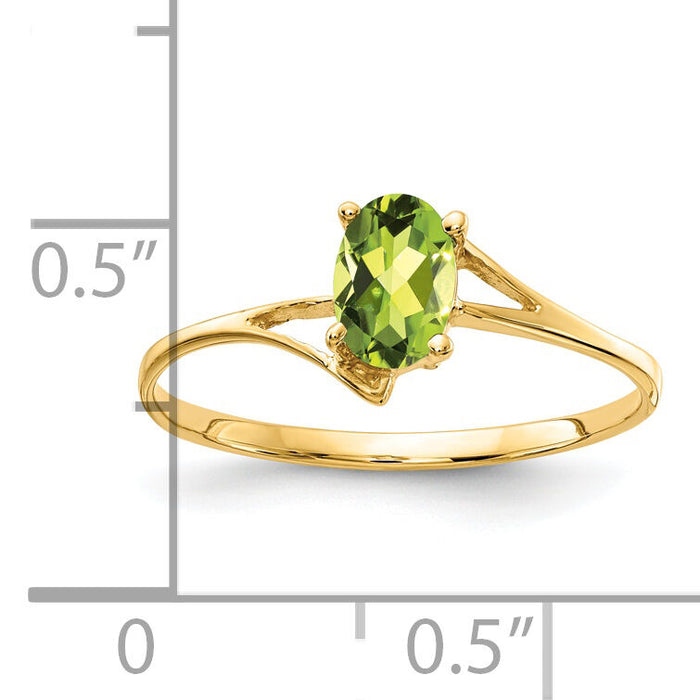 14k 6x4mm Oval Peridot ring-Y4659PE