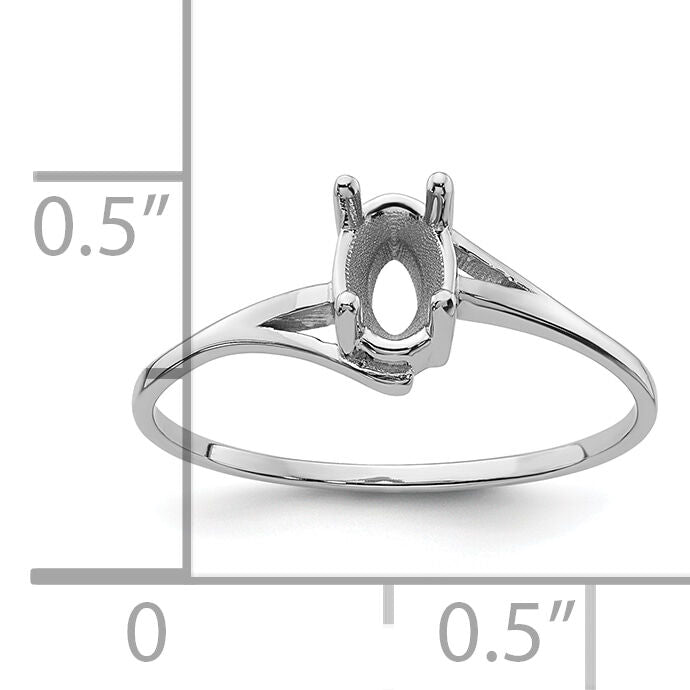 14k White Gold 6x4mm Oval Gemstone Ring Mounting-Y4660