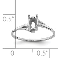 14k White Gold 6x4mm Oval Gemstone Ring Mounting-Y4660