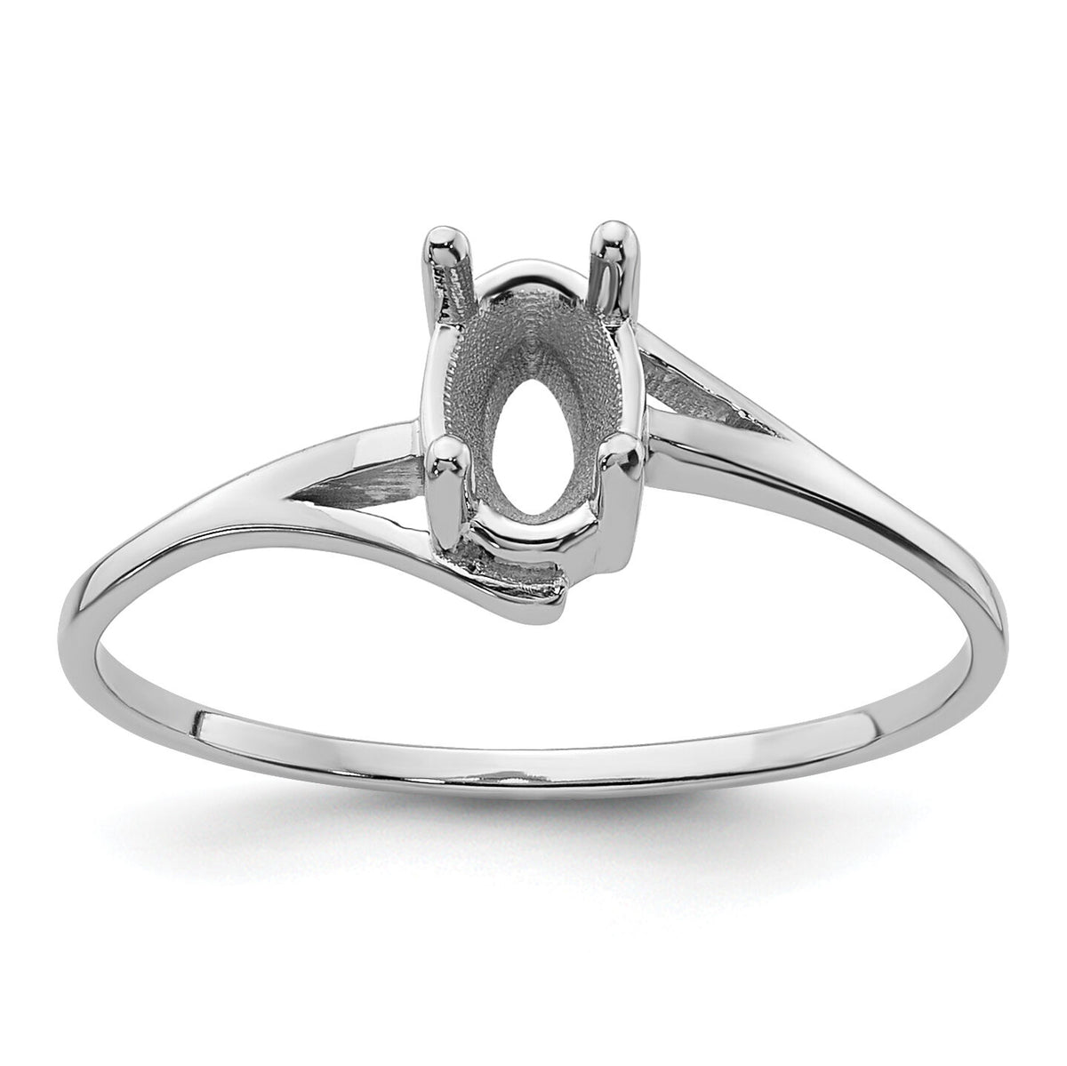 14k White Gold 6x4mm Oval Gemstone Ring Mounting-Y4660