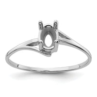 14k White Gold 6x4mm Oval Gemstone Ring Mounting-Y4660