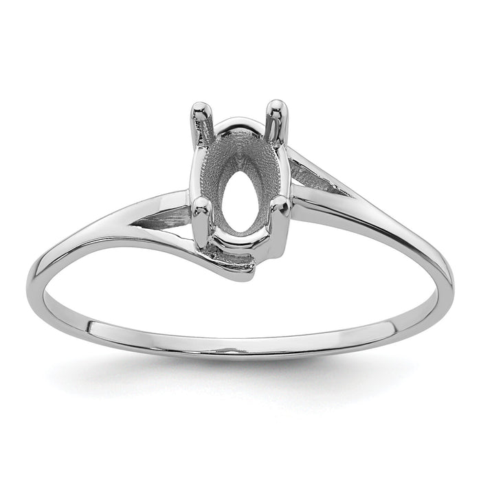 14k White Gold 6x4mm Oval Gemstone Ring Mounting-Y4660