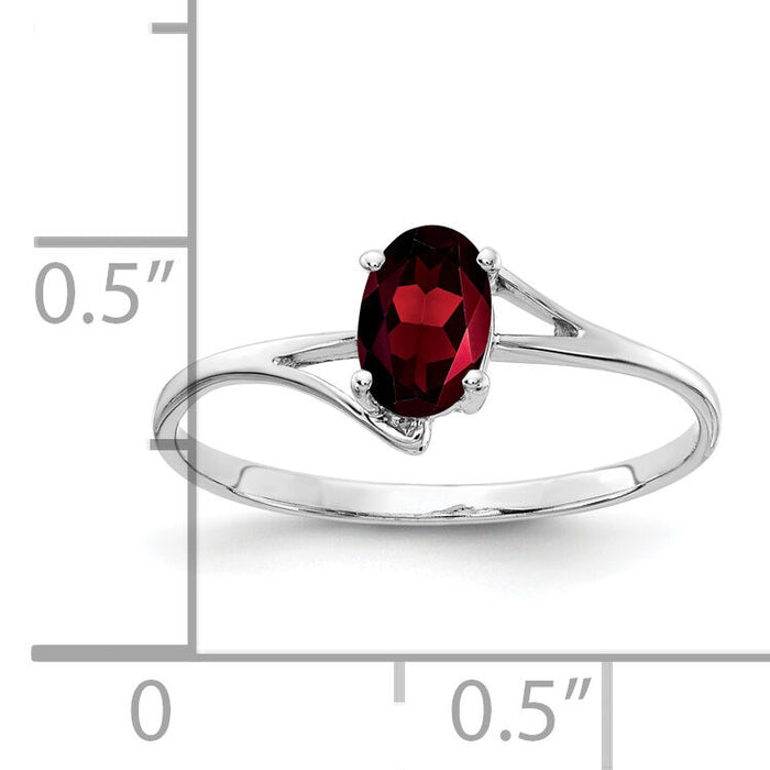 14k White Gold 6x4mm Oval Garnet ring-Y4660GA