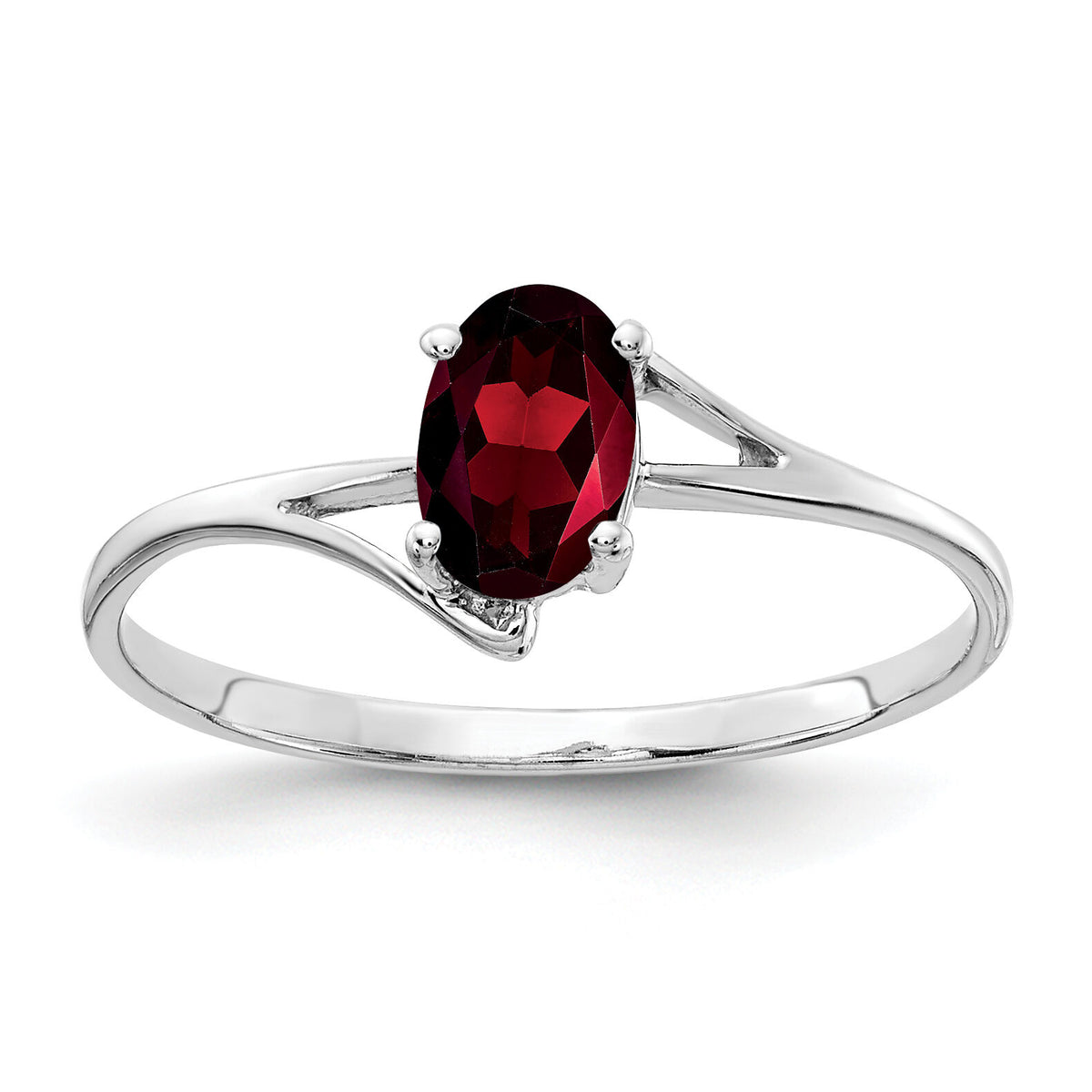 14k White Gold 6x4mm Oval Garnet ring-Y4660GA