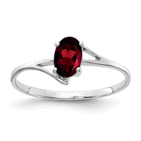 14k White Gold 6x4mm Oval Garnet ring-Y4660GA