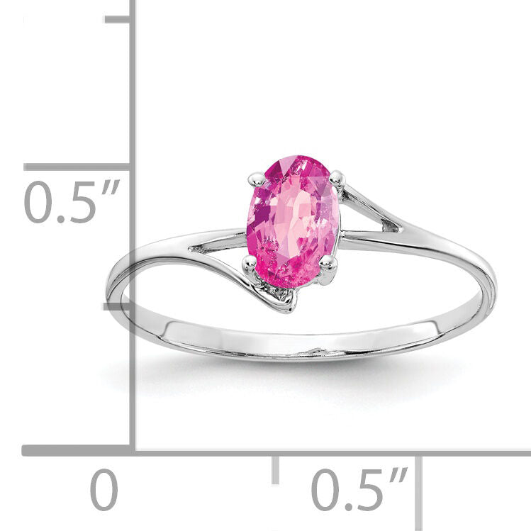 14k White Gold 6x4mm Oval Pink Sapphire ring-Y4660SP
