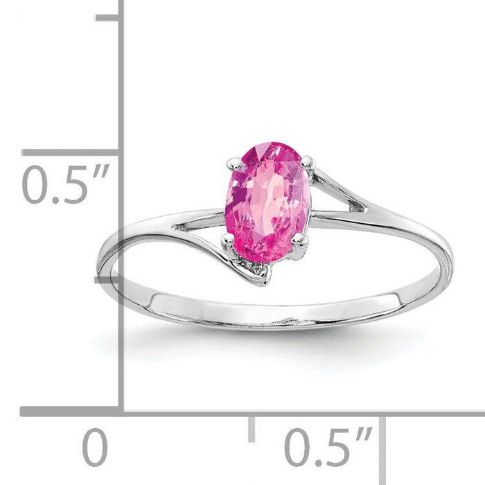 14k White Gold 6x4mm Oval Pink Sapphire ring-Y4660SP