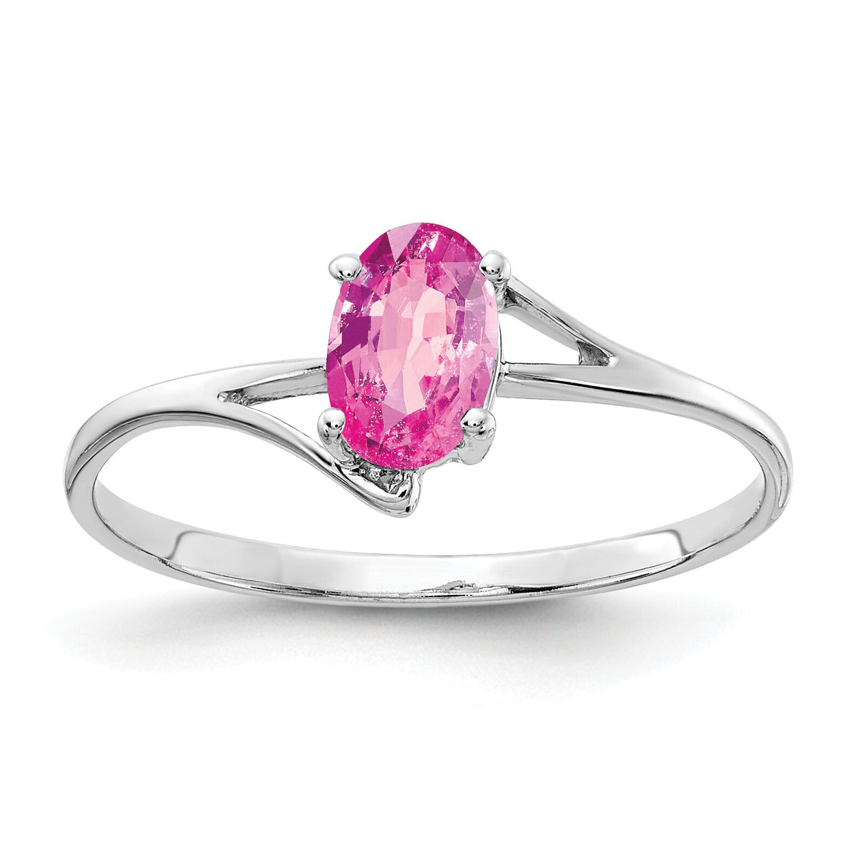 14k White Gold 6x4mm Oval Pink Sapphire ring-Y4660SP