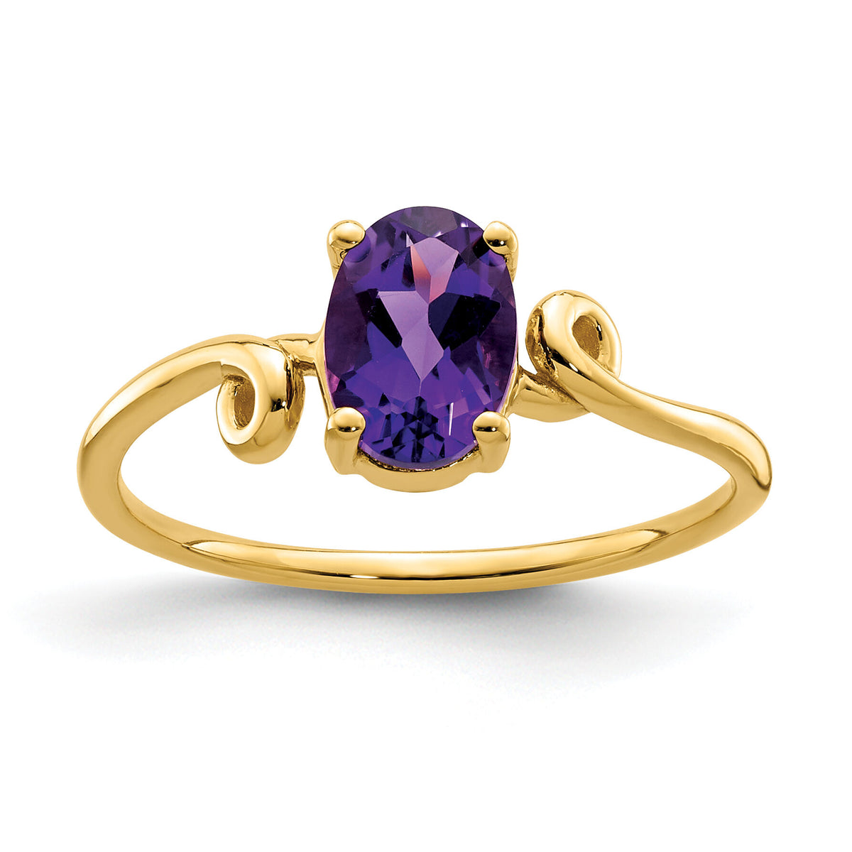 14k 7x5mm Oval Amethyst Checker ring-Y4663AC