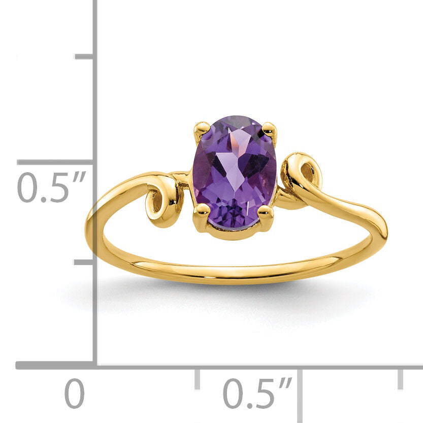 14k 7x5mm Oval Amethyst ring-Y4663AM