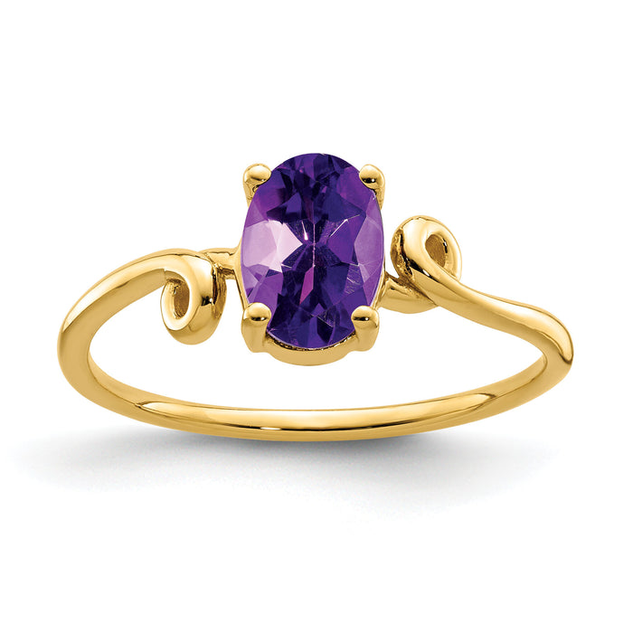 14k 7x5mm Oval Amethyst ring-Y4663AM