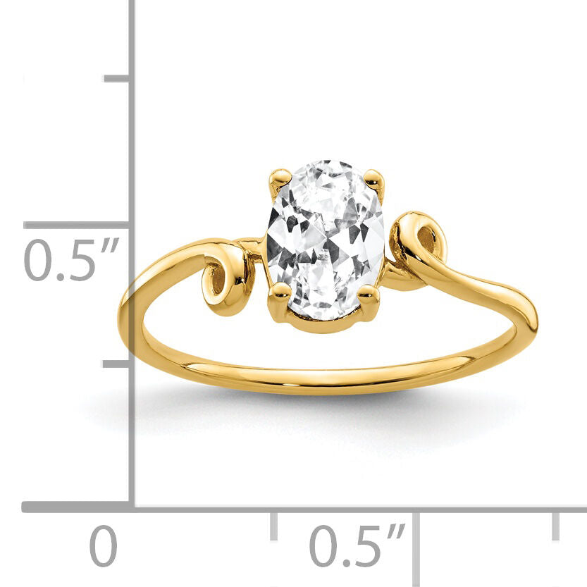 14k 7x5mm Oval Cubic Zirconia ring-Y4663CZ