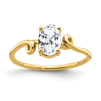 14k 7x5mm Oval Cubic Zirconia ring-Y4663CZ