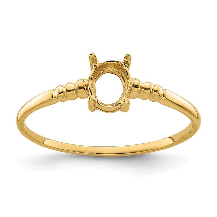 14k 6x4mm Oval Gemstone Ring Mounting-Y4666