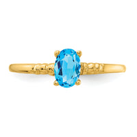 14k 6x4mm Oval Blue Topaz ring-Y4666BT