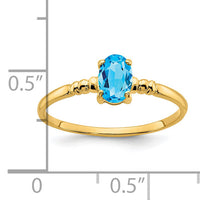 14k 6x4mm Oval Blue Topaz ring-Y4666BT