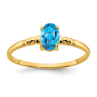 14k 6x4mm Oval Blue Topaz ring-Y4666BT