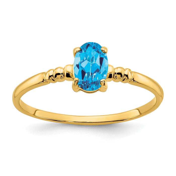 14k 6x4mm Oval Blue Topaz ring-Y4666BT
