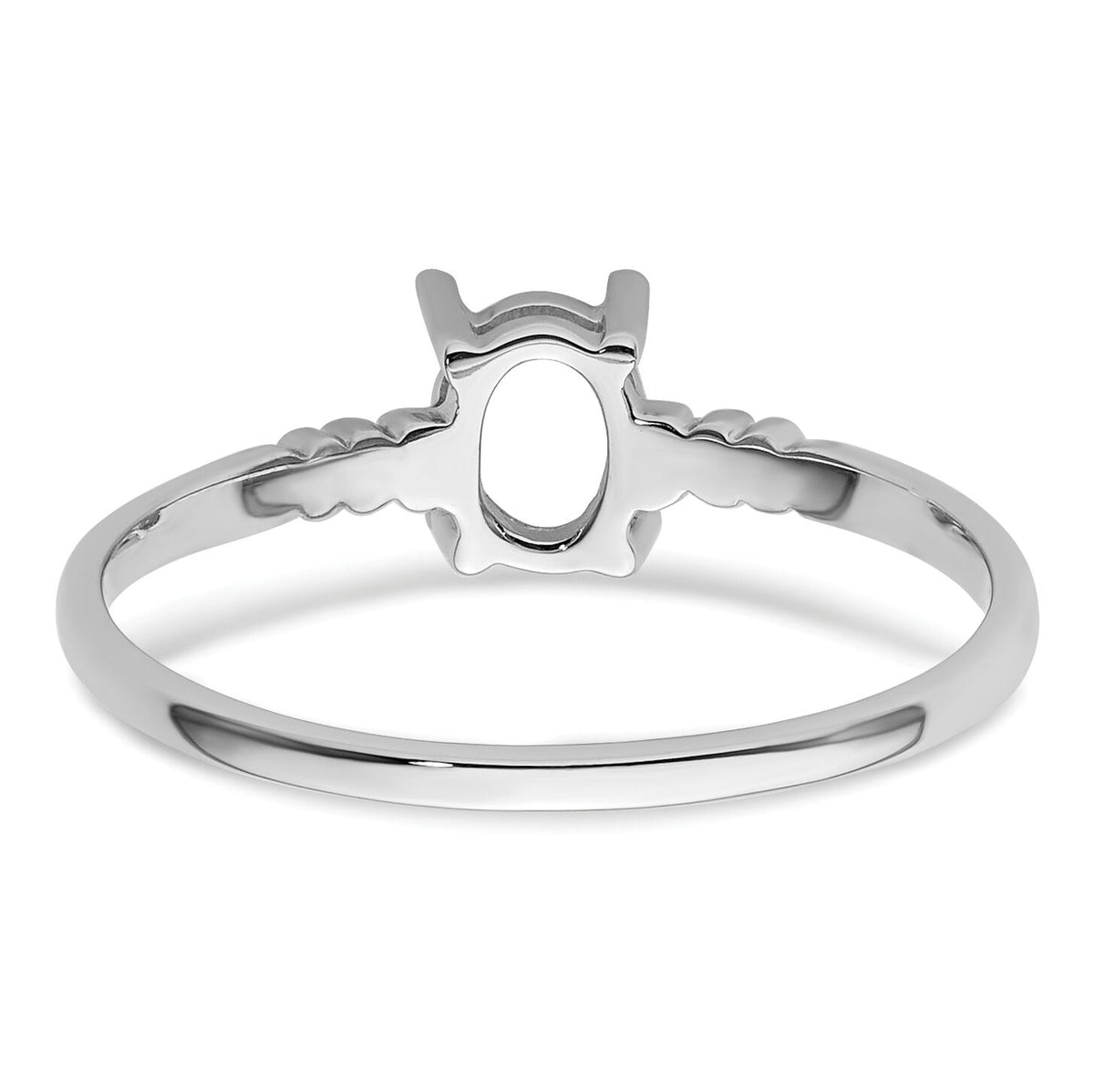 14k White Gold 6x4mm Oval Gemstone Ring Mounting-Y4667