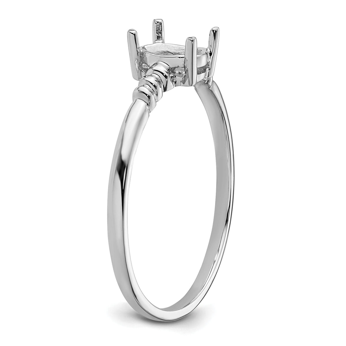 14k White Gold 6x4mm Oval Gemstone Ring Mounting-Y4667