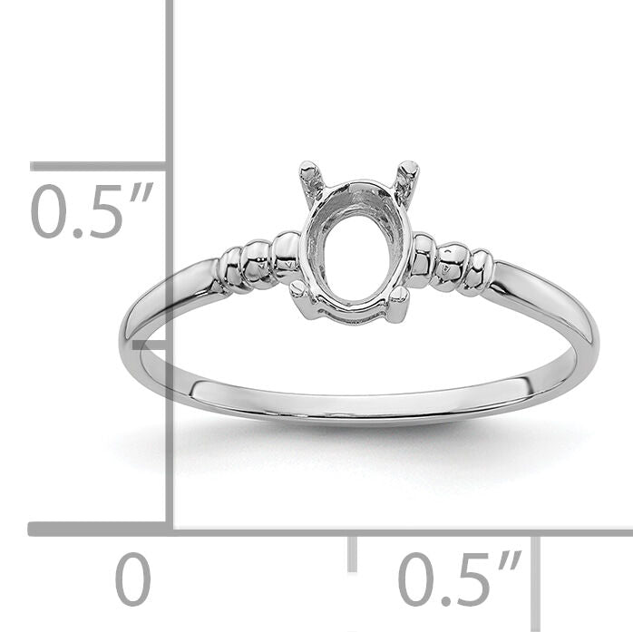14k White Gold 6x4mm Oval Gemstone Ring Mounting-Y4667