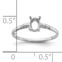14k White Gold 6x4mm Oval Gemstone Ring Mounting-Y4667