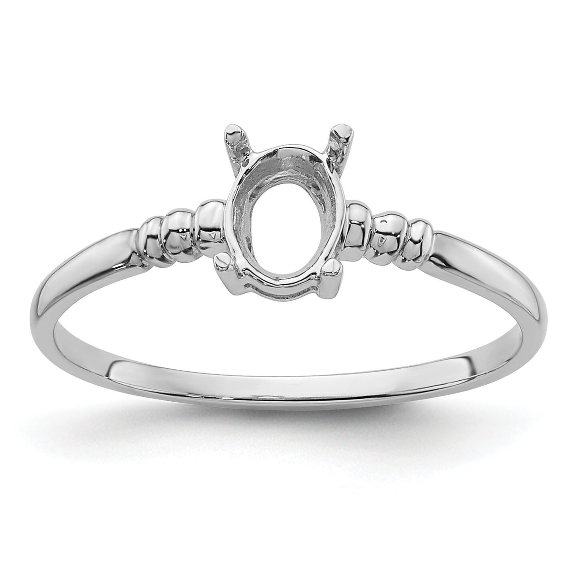14k White Gold 6x4mm Oval Gemstone Ring Mounting-Y4667