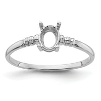14k White Gold 6x4mm Oval Gemstone Ring Mounting-Y4667