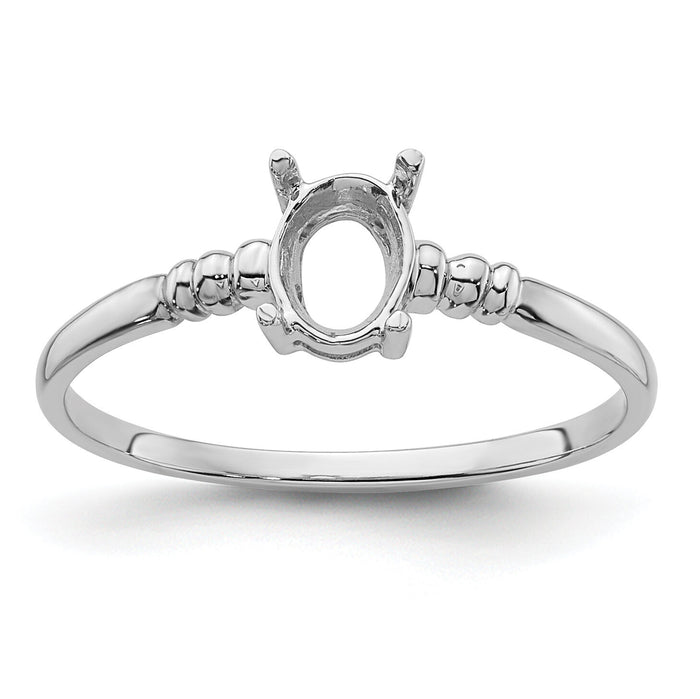 14k White Gold 6x4mm Oval Gemstone Ring Mounting-Y4667