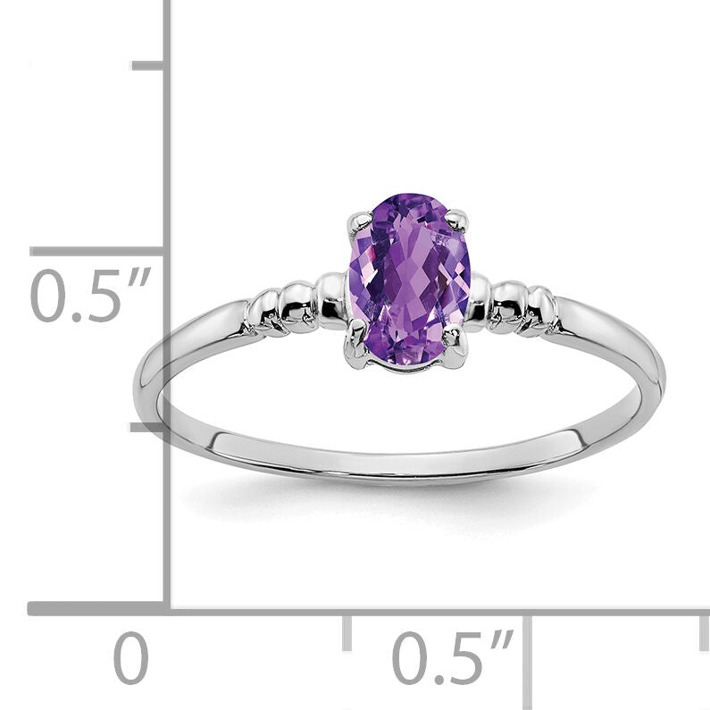 14k White Gold 6x4mm Oval Amethyst ring-Y4667AM