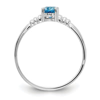 14k White Gold 6x4mm Oval Blue Topaz ring-Y4667BT
