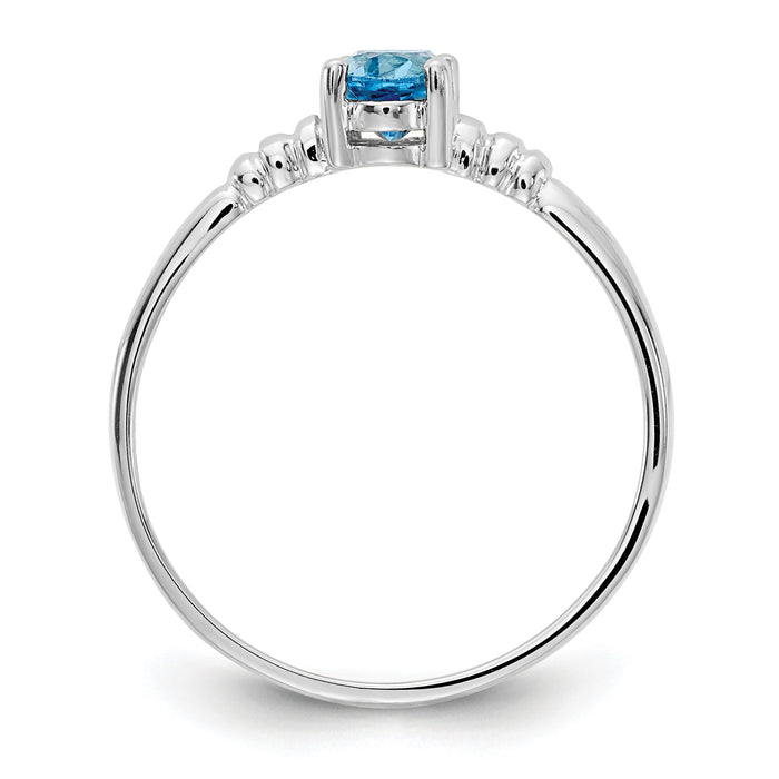 14k White Gold 6x4mm Oval Blue Topaz ring-Y4667BT