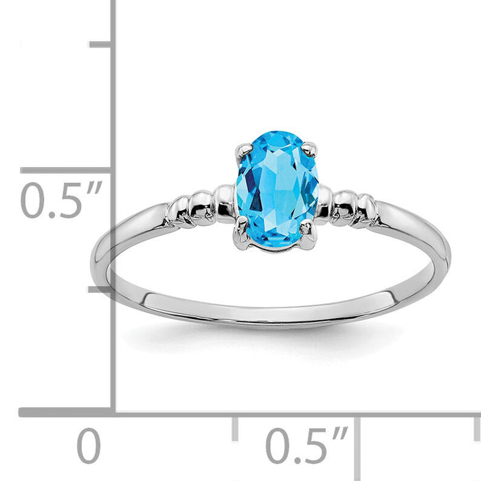 14k White Gold 6x4mm Oval Blue Topaz ring-Y4667BT