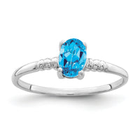 14k White Gold 6x4mm Oval Blue Topaz ring-Y4667BT