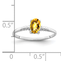 14k White Gold 6x4mm Oval Citrine Checker ring-Y4667CC