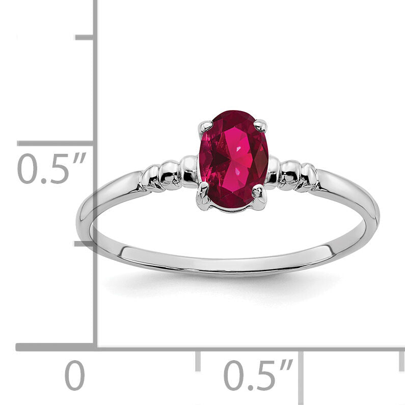 14k White Gold 6x4mm Oval Created Ruby ring-Y4667CR