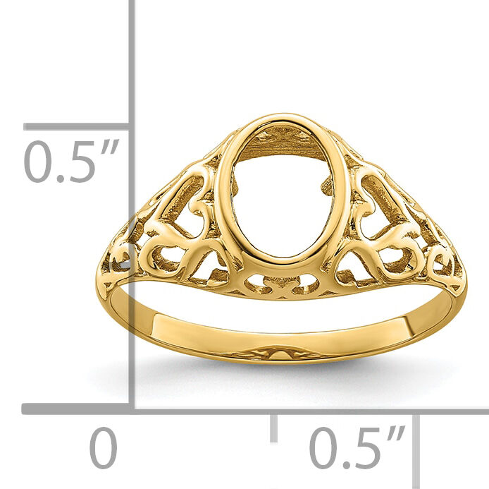 14k 7x5mm Oval Gemstone Ring Mounting-Y4673
