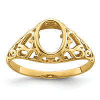 14k 7x5mm Oval Gemstone Ring Mounting-Y4673