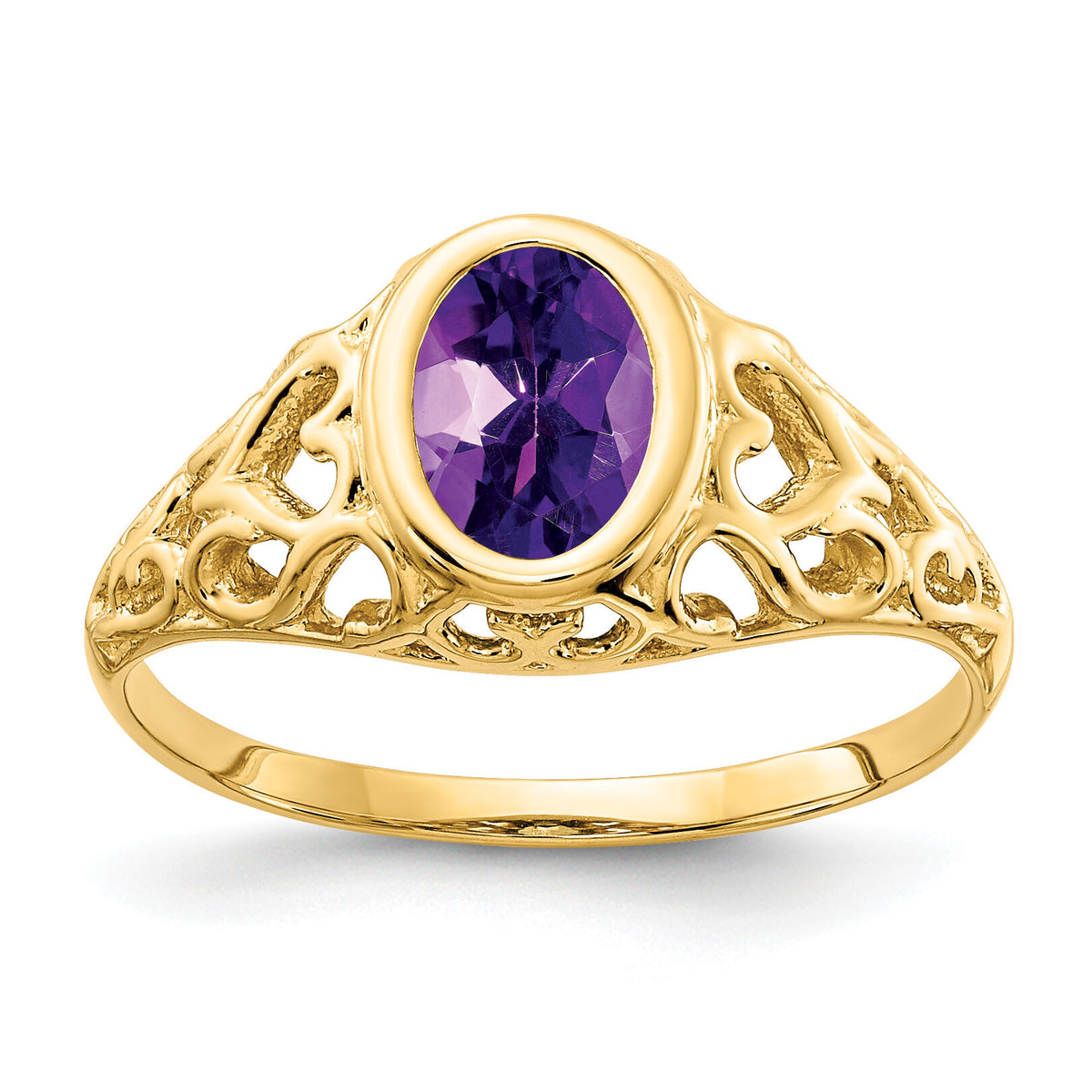 14k 7x5mm Oval Amethyst ring-Y4673AM