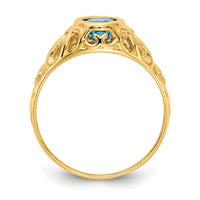 14k 7x5mm Oval Blue Topaz ring-Y4673BT