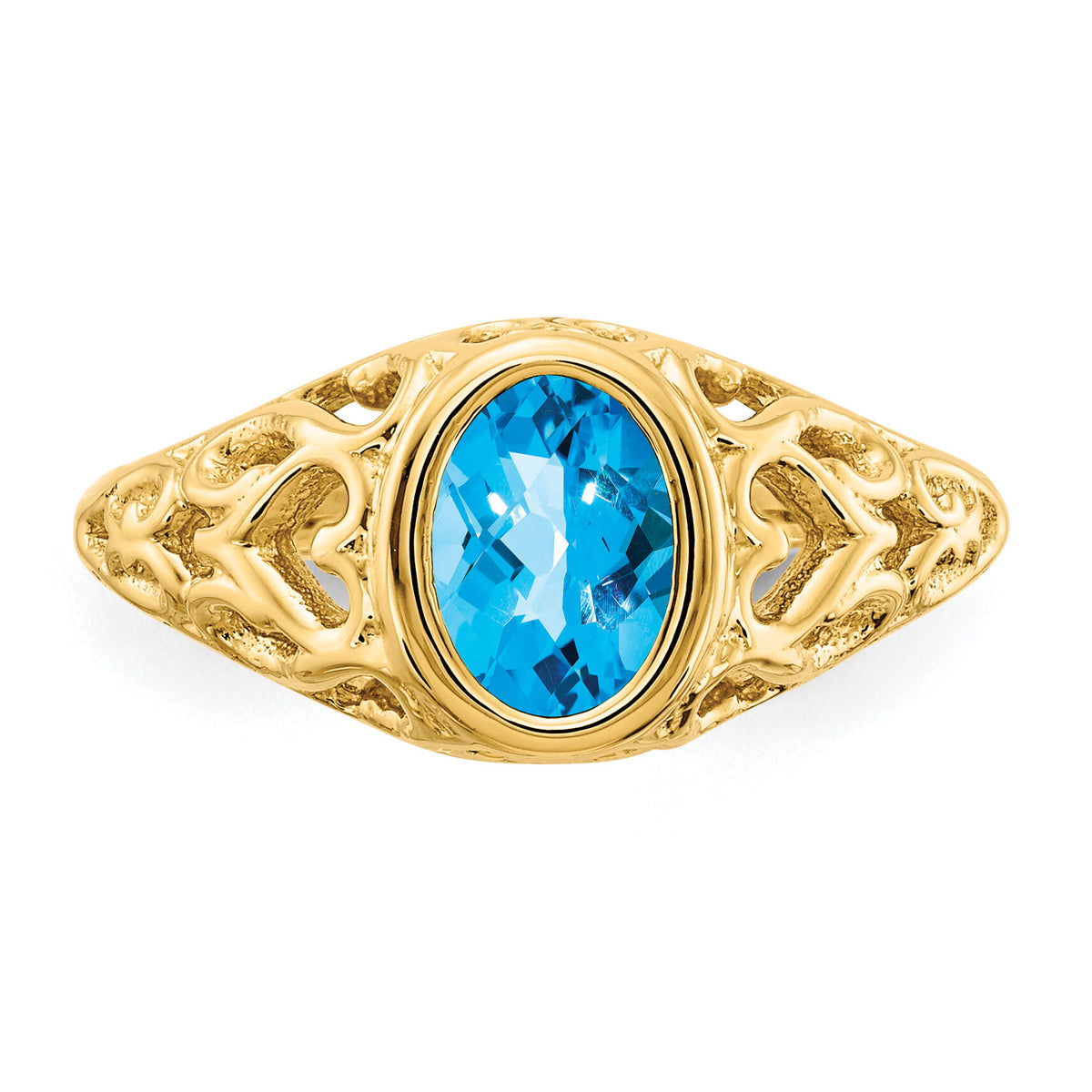 14k 7x5mm Oval Blue Topaz ring-Y4673BT