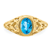 14k 7x5mm Oval Blue Topaz ring-Y4673BT