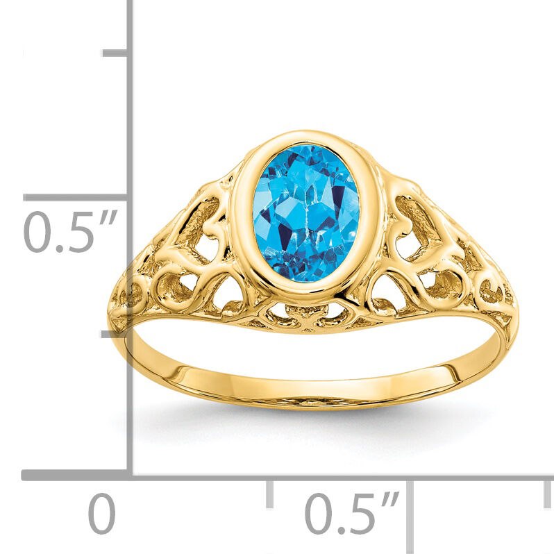 14k 7x5mm Oval Blue Topaz ring-Y4673BT
