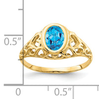 14k 7x5mm Oval Blue Topaz ring-Y4673BT