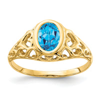 14k 7x5mm Oval Blue Topaz ring-Y4673BT