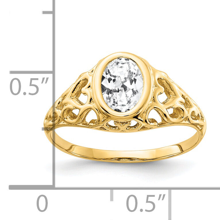 14k 7x5mm Oval Cubic Zirconia ring-Y4673CZ
