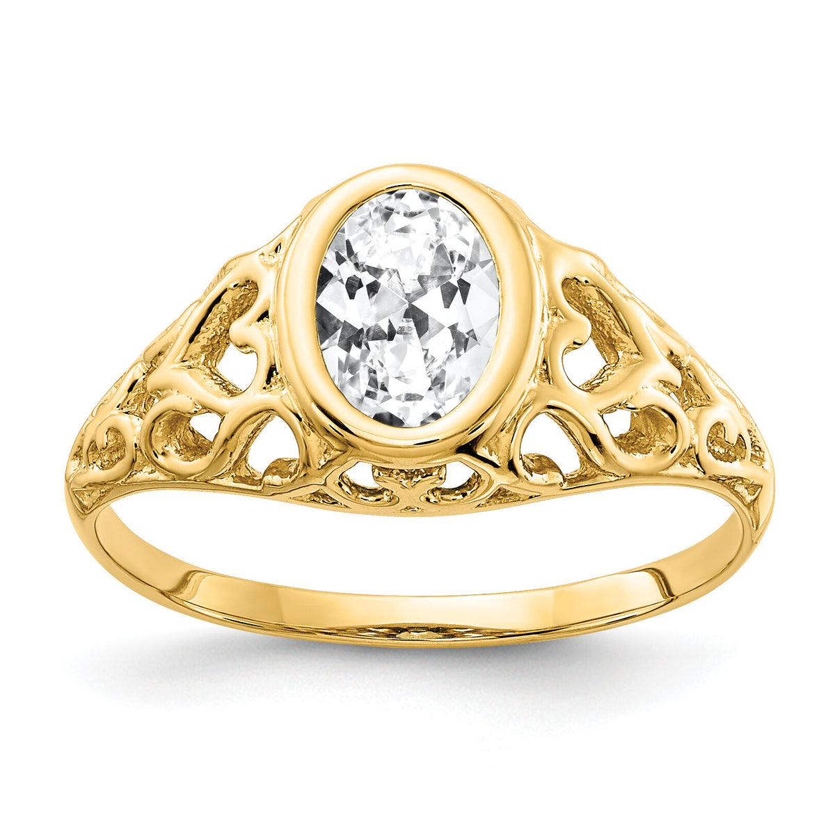 14k 7x5mm Oval Cubic Zirconia ring-Y4673CZ